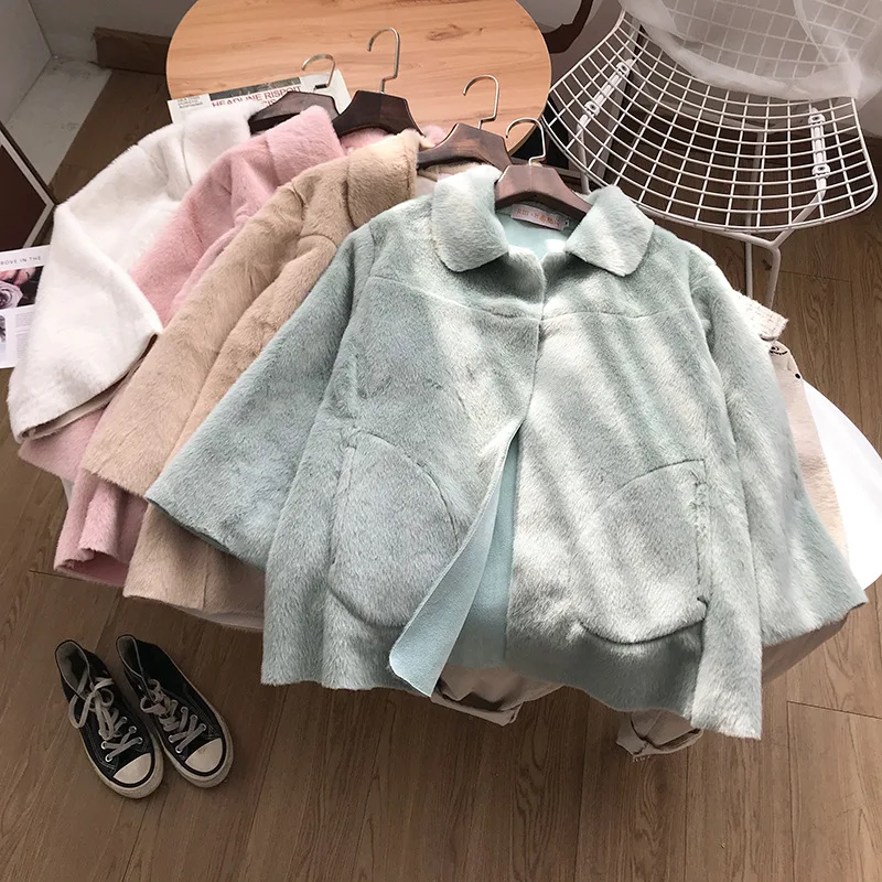 

1.8 plus Velvet Imitation Fur Coat Korean Style Tops Fashion New Style Casual Western Style 2.18
