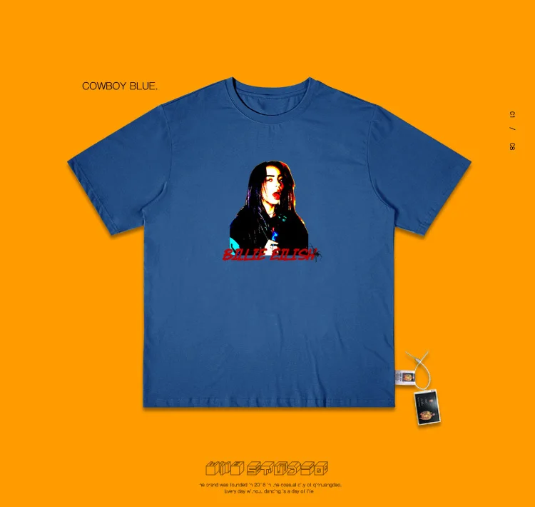 Billie Eilish пирус груша Паровая волна короткий рукав рендеринг без подкладки верхняя одежда женская школьная ветер половина рукава Matcha зеленый T A