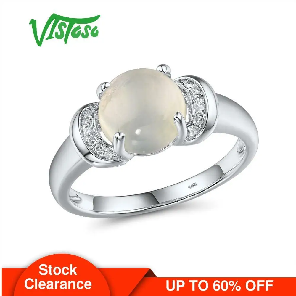 Женское кольцо из белого золота VISTOSO Pure14K 585 с блестящим бриллиантом