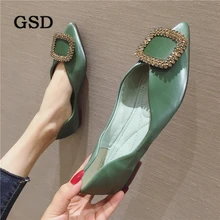 Новые осенние женские туфли на плоской подошве; модные туфли на плоской подошве с острым носком, украшенные кристаллами и пряжкой; женские лоферы; женская обувь; повседневная обувь без застежки; водонепроницаемые Мокасины