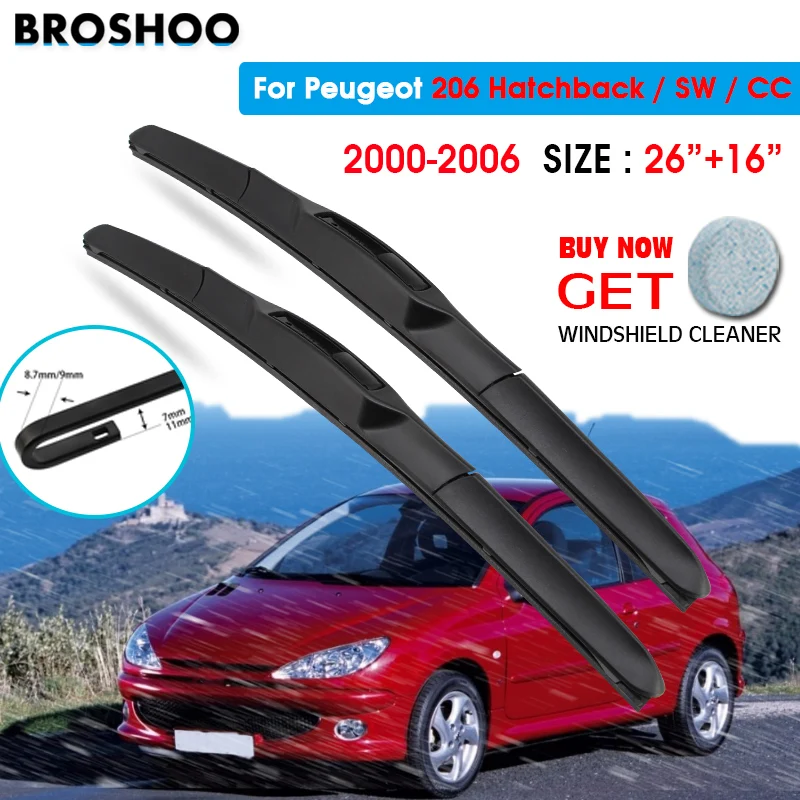 Nouveau bras d'essuie-glace de pare-brise arrière de voiture + lame pour  Peugeot 206 - AliExpress