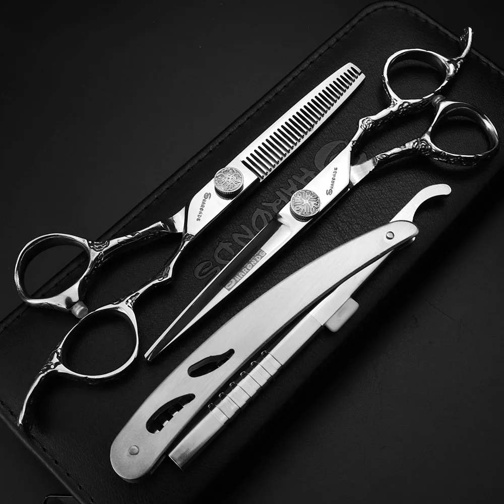 Beste 6 7 Inch Kappers Schaar Professionele Haar Schaar 6.0 440c Kapper Schaar Haar Knippen Hoge Kwaliteit Tijeras Schaar Set