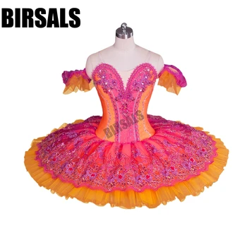 

Women Professional Ballet Tutu Costume Red Orange Ballerina Nutcracker Performance Tutus,Adult Classical Ballet CostumesBT9058