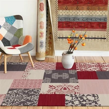 Ковры в европейском и американском стиле, геометрические ковровые покрытия красного и серого цветов в стиле пэчворк, прикроватные Нескользящие Коврики для гостиной и спальни