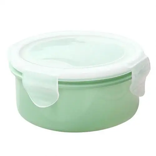 Arrival 280/380ml Portable Transparent Sealed Lunch Box Food Bento Storage Container Prevent leakage transparent seal bento box - Color: Green 380ml