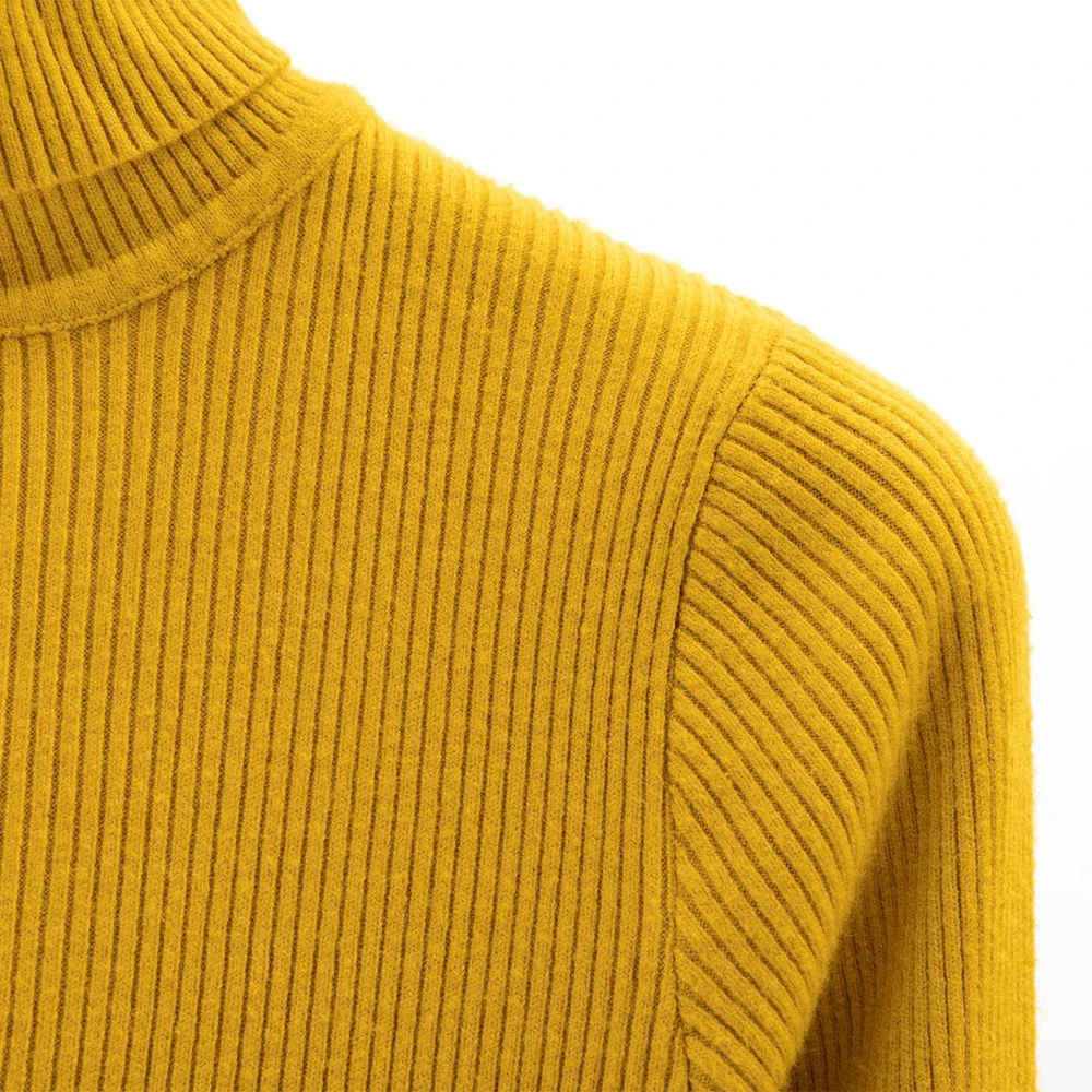 Женский свитер, тонкий невысокая горловина, эластичные пуловеры для женщин, Приталенный джемпер, повседневный зимний теплый свитер для женщин
