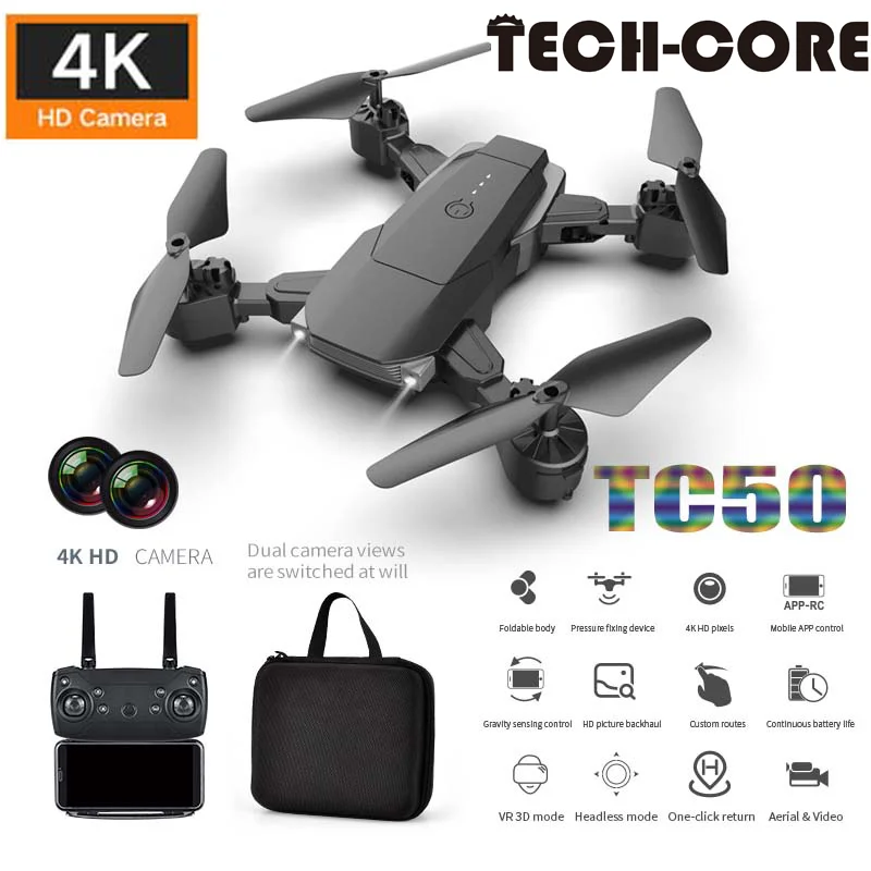

TECH-CORE TC50 Drone 4k HD Wide Angle Camera 1080P WiFi fpv Drone Dual Camera Quadcopter Height Keep Drone Camera Children Gift