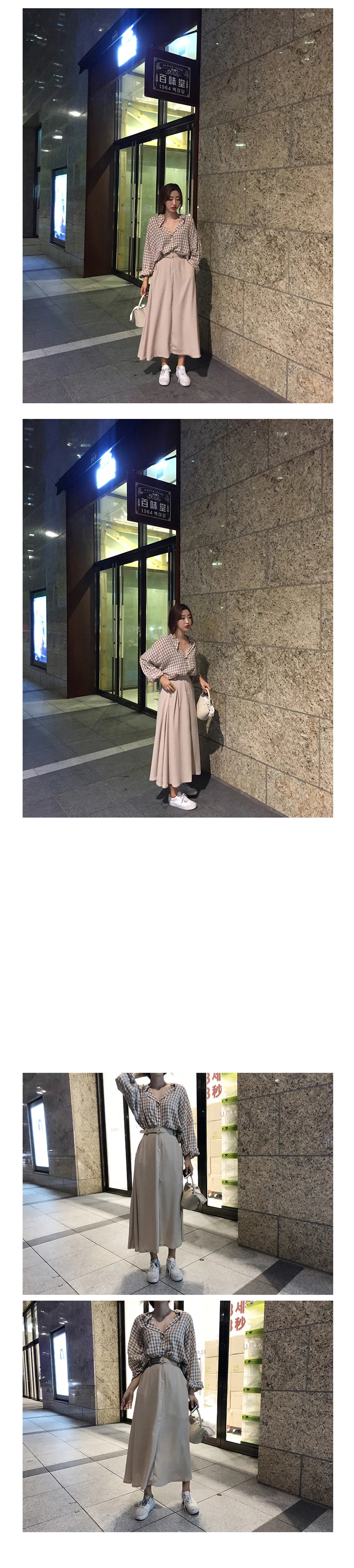 Сексуальная Блузка с v-образным вырезом и длинными рукавами, Женская Повседневная клетчатая рубашка, Женская корейская модная одежда, осень, большие размеры, 6007 50