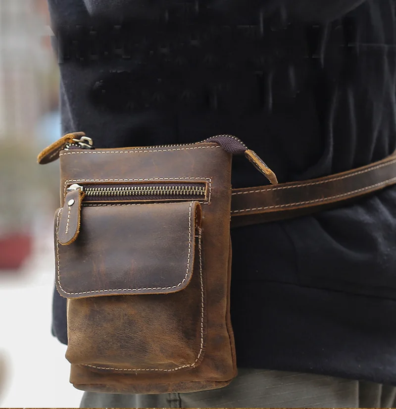 Crazy-Horse-Leather-Waist-Belt-Bag-Multifunction-Casual-Daily-wait-pack-Small-Messenger-Shoulder-Bag-mini