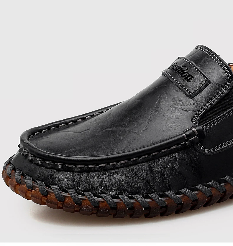 Handmade Genuine Leather men shoes Large size 48 Fashion Men Casual Shoes Autumn Men flats black leather shoes male Footwear