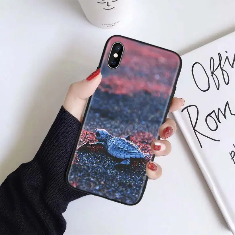 Черепаха чехол для Apple iphone 11 Pro XR XS Max X 7 8 6 6S Plus 5 5S SE Черный силиконовый чехол для телефона