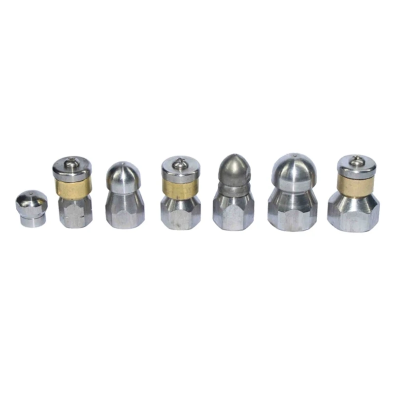Rotating Sewer Jetter Nozzle Stainless Steel Pressure Sewer Hose Fittings Cleaning Pipe Drain Washing Rotary Nozzle