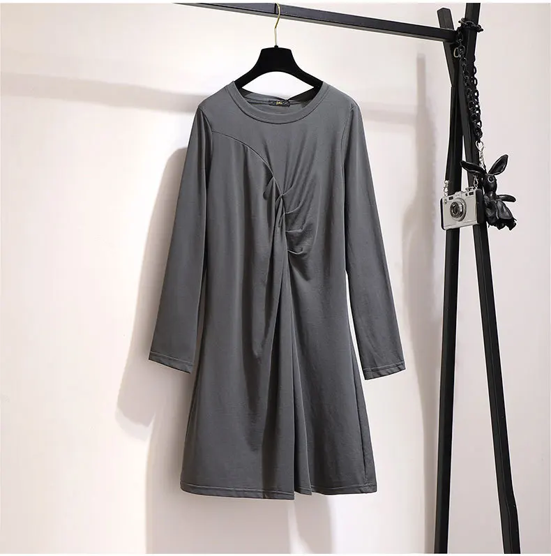 2XL-6XL осеннее женское платье большого размера Повседневное платье в Корейском стиле с длинными рукавами больших размеров женское платье 5XL платья большых размеров одежда