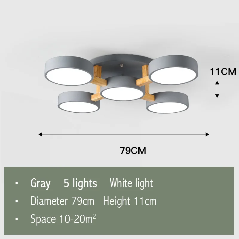 Gray-5Lights Fss современный скандинавский деревянный потолочный светильник s Macaron светильник ing для гостиной светодиодный светильник спальня зал лампы Домашний Светильник ing светильник - Цвет корпуса: Gray-5Lights