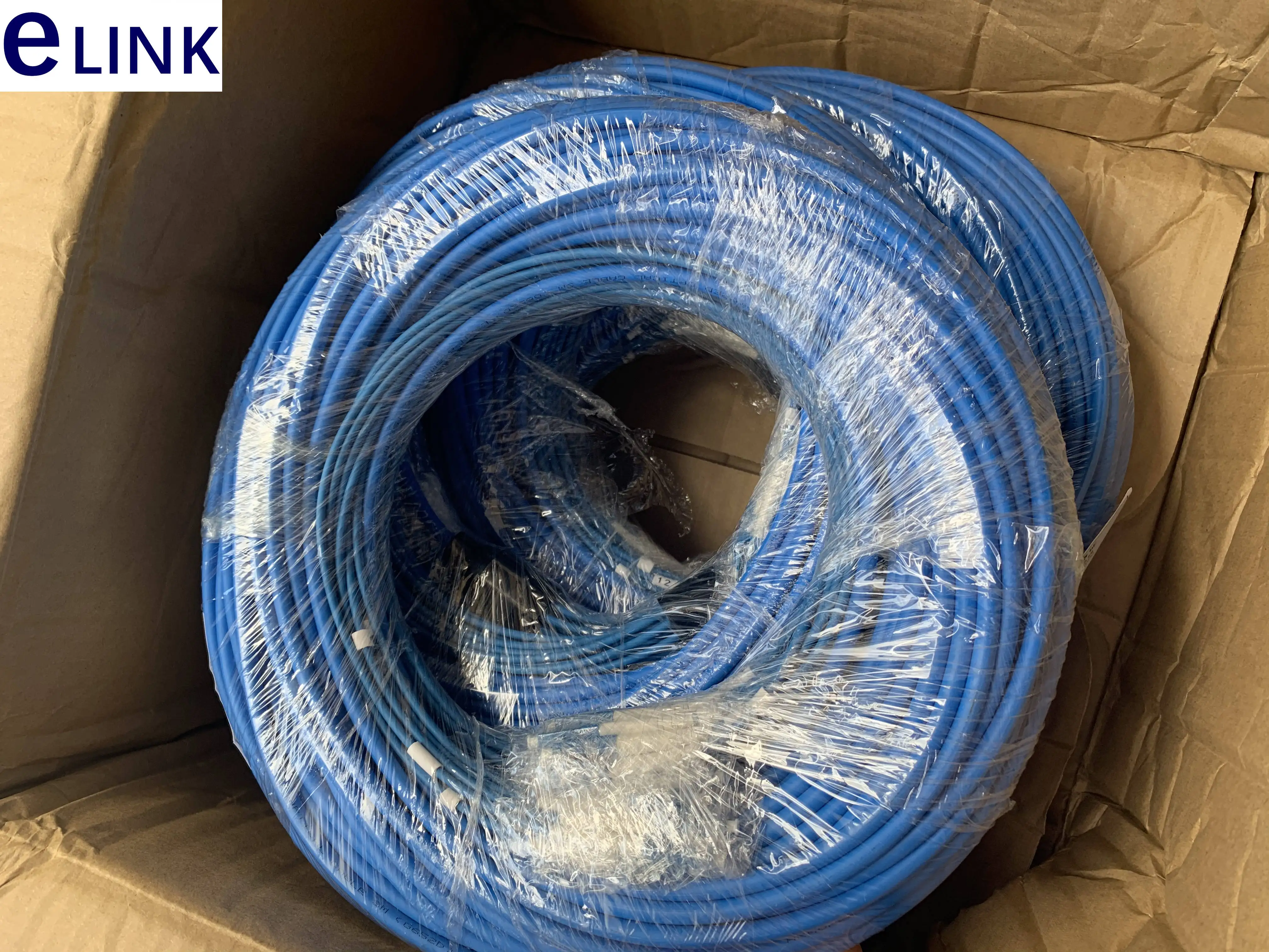 1mtr 12 core Armored patchcord SM SC LC FC ST APC Singlemode 12C fibers Armored fiber optic jumper ftth cable ELINK ftth blue