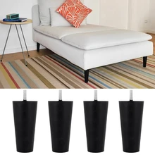 

4 pieces of plastic sofa bed TV cabinet legs black furniture legs multi-size furniture legs plastic tapered table cabinet legs