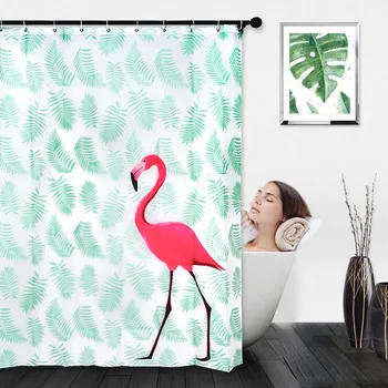 

Flamingo Shower Curtains Cute Animal Print Bathroom Curtain Hot Curtain Washable Bath Decor Flamingo Printing Bath