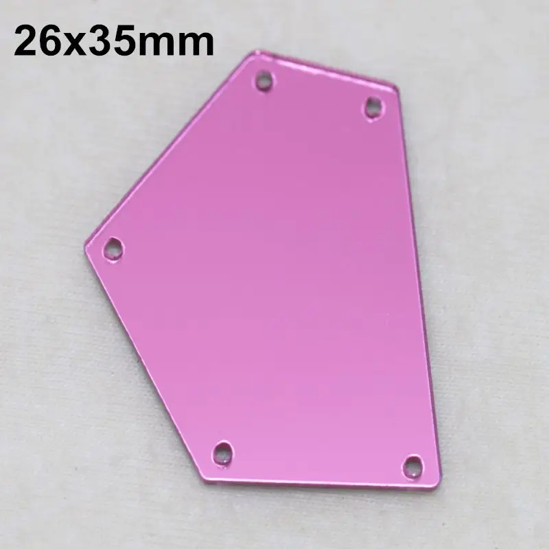 Розовое акриловое зеркало пришивные стразы DIY Flatback зеркальные акриловые пришивные стразы с отверстиями для шитья - Цвет: A05-26x35