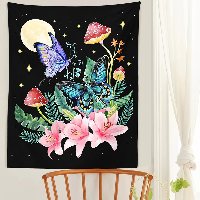 Mushroom Moon Star Tapestry Bohemian Wall Hanging for Bedroom Decor tapestry decorations