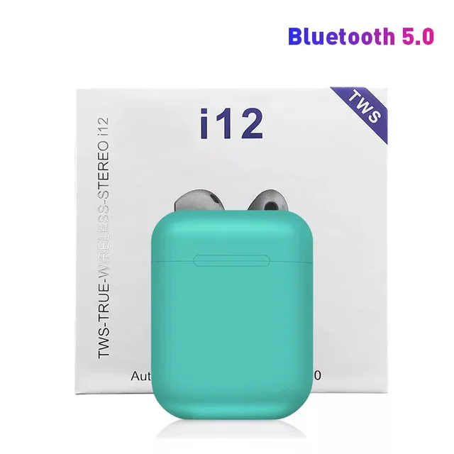 Оригинальные i12 TWS беспроводные наушники мини наушники Bluetooth 5,0 для iPhone samsung xiaomi not PK i7s i9s i11 i20 i30 - Цвет: i12 green