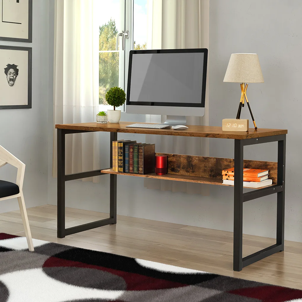 Winkelcentrum Zeeslak antiek Hout En Metalen Frame Computer Bureau Kantoor Tafel Studie Tafel Met  Boekenplank Moderne Thuis Kantoor Grote Computer  Schrijftafel|Laptopbureaus| - AliExpress