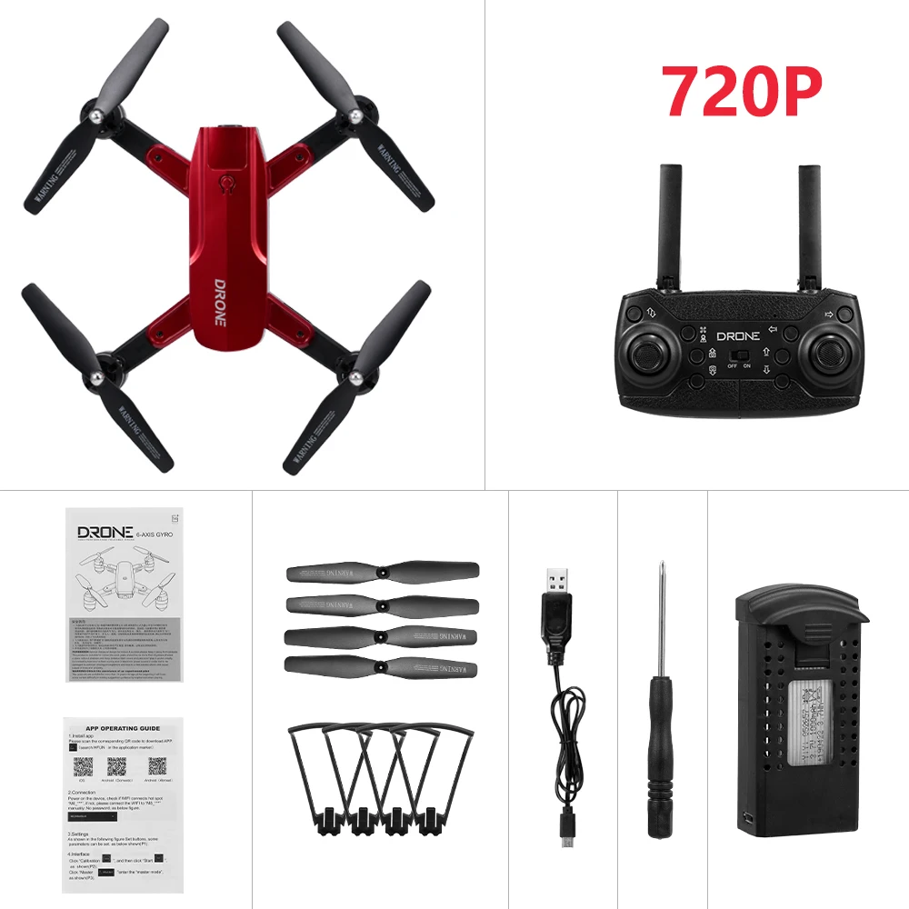 ZD6-L 2,4 GHz RC Дрон с камерой 4K широкий угол оптического потока позиционирования жестов Фото складной RC Квадрокоптер мини Дрон игрушки - Цвет: 720P Red