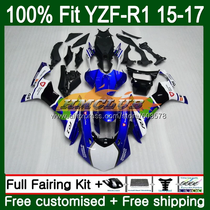 Инъекций для YAMAHA YZF-R1 YZF 1000 R1 127CL. 2 цвет: черный, синий YZF-1000 YZF R 1 YZF1000 YZFR1, 15, 16, 17, обтекатель oem - Цвет: No. 1