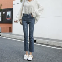 Fa747, новинка, Осень-зима, женские модные повседневные джинсовые штаны, джинсы с высокой талией, женская одежда