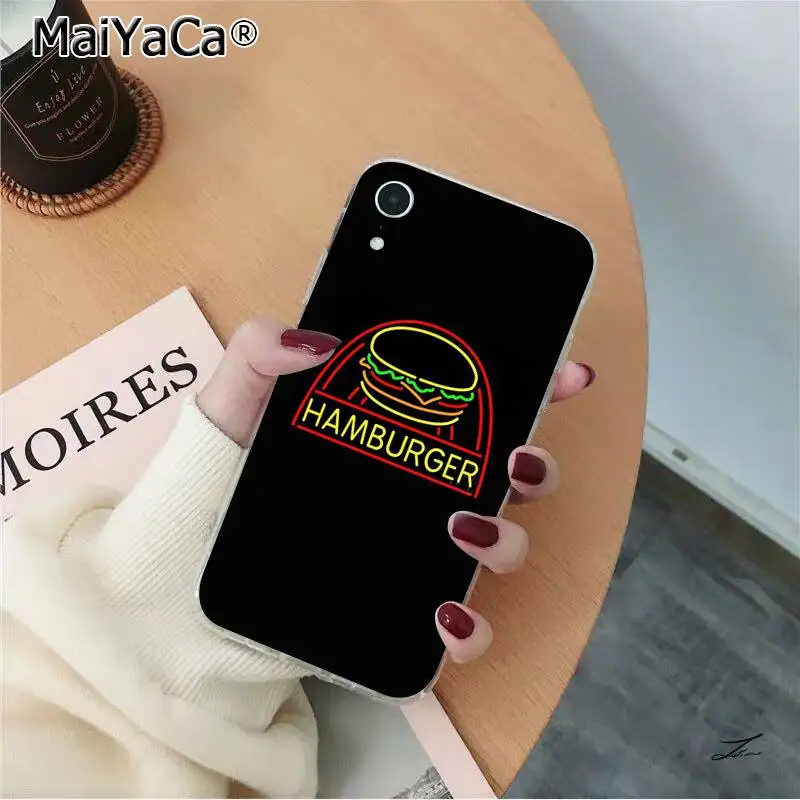 MaiYaCa флуоресцентный фон еда банан фри бургер Роскошный чехол для телефона для iPhone 11 pro XS MAX 8 7 6 6S Plus X 5 5S SE XR - Цвет: A10