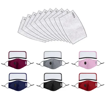 

Breathing Valve Face Mask Skin Care Unisex Mask With Detachable Transparent Washable With Eyes Shield 6 Masks + 12 Filters