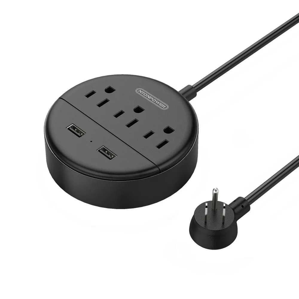 USB Charger/Power Strip/Desktop Charging Station  3 Outlet 4 USB Ports Black 