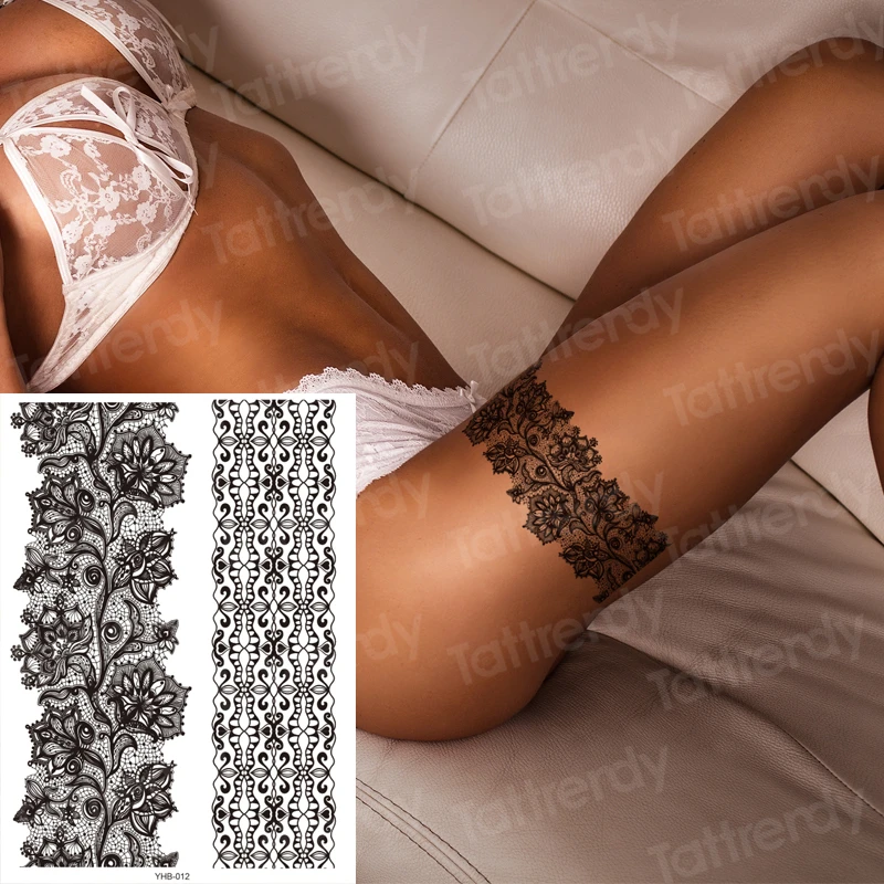 Good Value Mehndi-Stickers Stockings Bracelet Tattoo-Legs Jewelry Black Henna Thigh Body-Art-Decal EN1OgaXBa