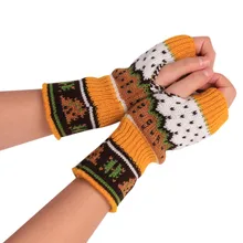 Женские зимние перчатки, рождественские вязаные перчатки без пальцев, зимние перчатки унисекс, мягкие теплые варежки для улицы, перчатки для вождения с сенсорным экраном