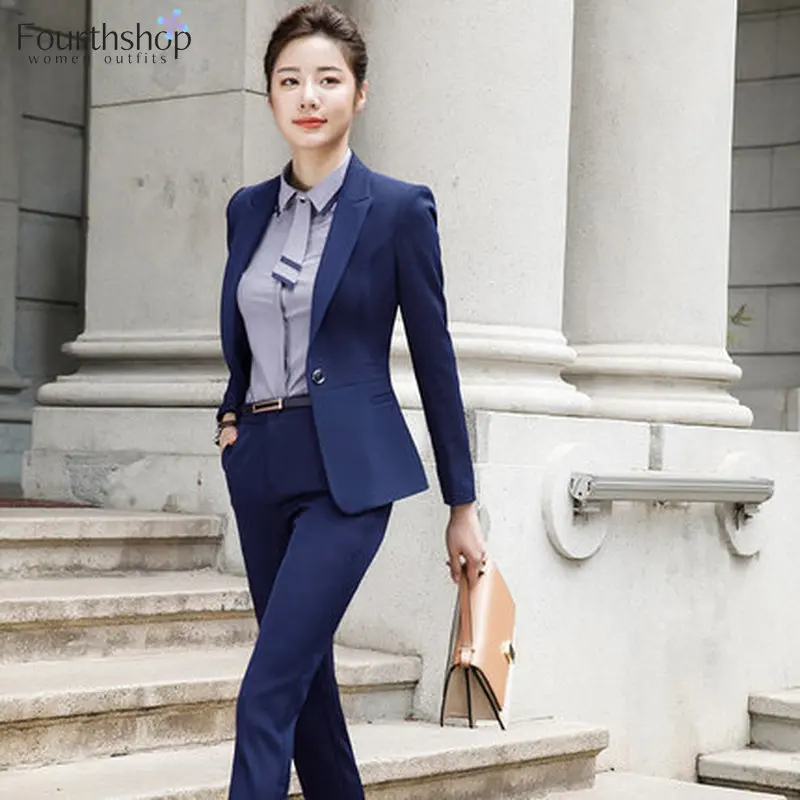 Business Lady Uniform Formal Pant Suits Female 2 Piece Office Set Women  Trousers Blazer Suits Clothes Work Wear 2022 Autumn 4xl - Pant Suits -  AliExpress