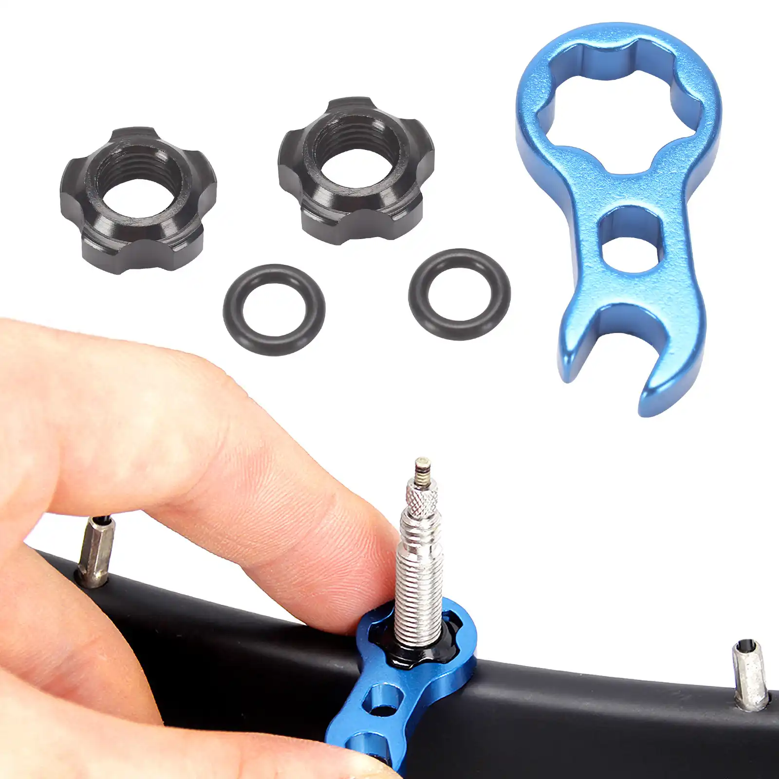 2pcs Bicycle Presta Valve Nuts with Wrench Washer MTB Bike Accessories Repair