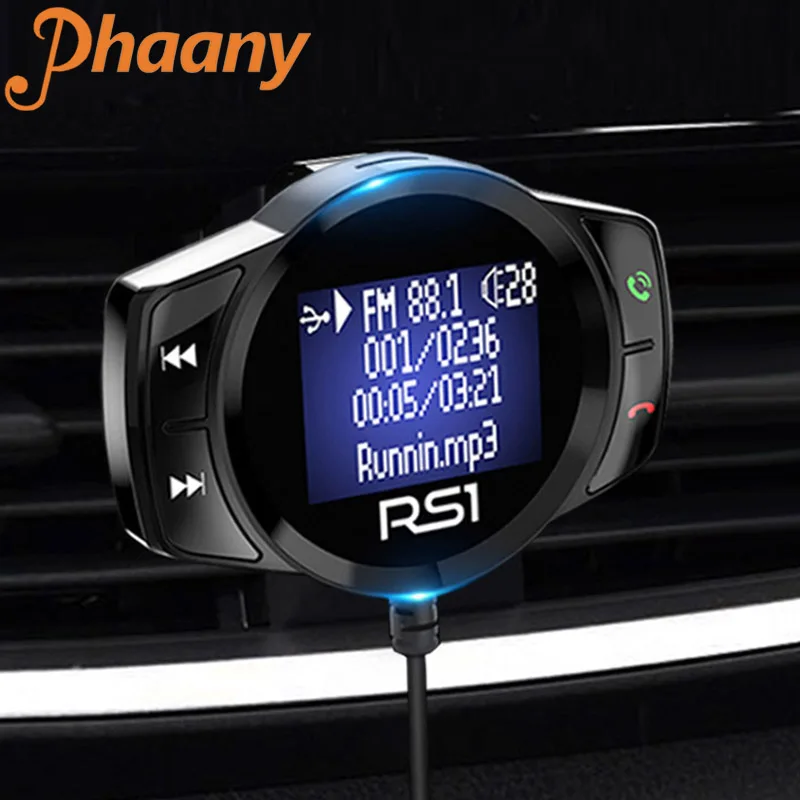 FM-трансмиттер Phaany автомобильный с Bluetooth громкой связью mp3-плеером светодиодным