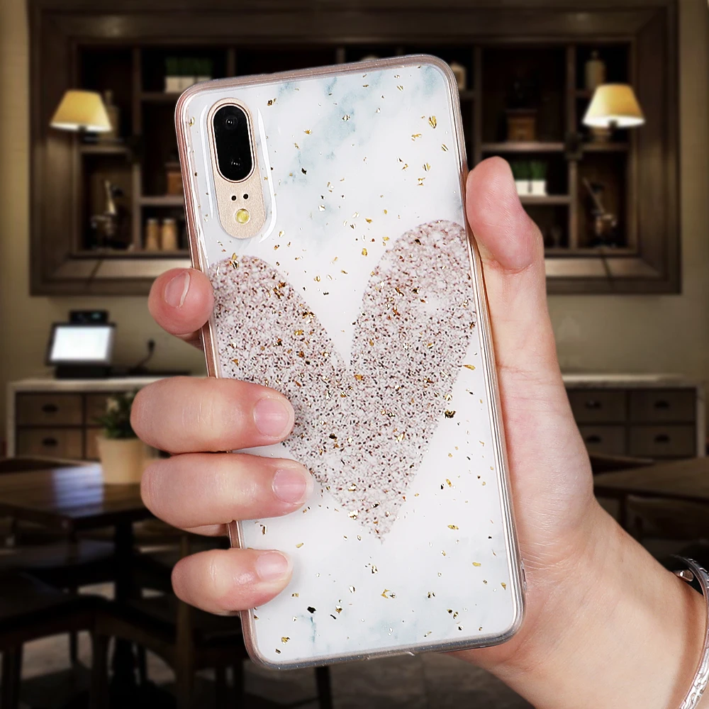 Роскошный lovecom комбинированный мраморный чехол для телефона huawei P20 P30 Pro Lite mate 20 Pro Lite золотой порошок мягкая эпоксидная задняя крышка для телефона