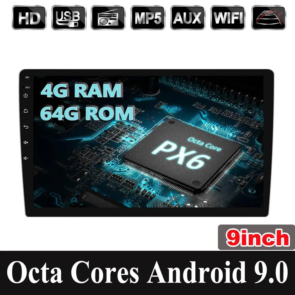cheap 1 Din 9 #039; #039; Octa core Universal Android 9.0 4GB RAM Car Radio Stereo GPS Navigation WiFi 1024*600 Touch Screen 2din Car PC