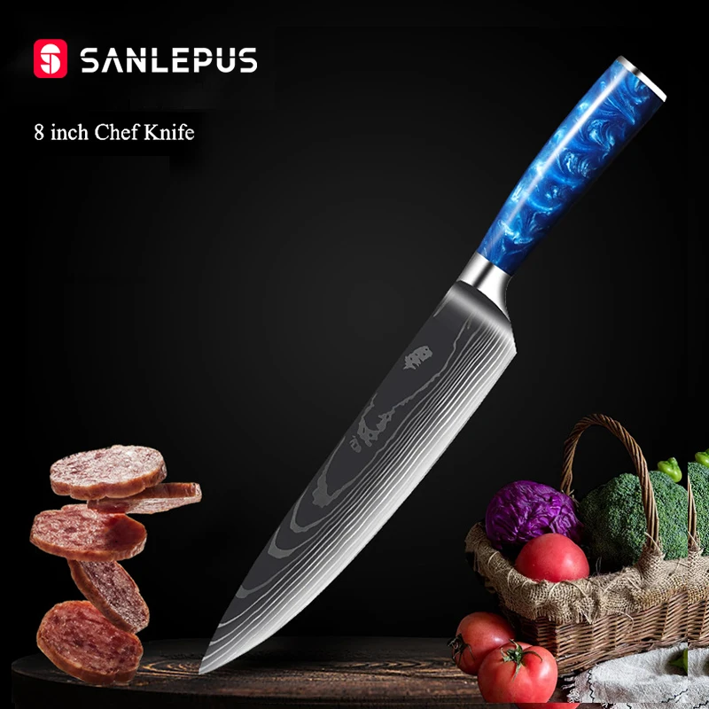 Кухонные ножи SANLEPUS 8 дюймов поварские японские из нержавеющей стали с