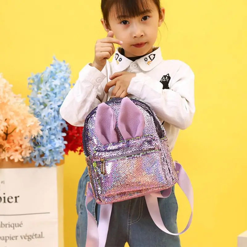 NoEnName_Null мини милые двусторонние пайетки рюкзак с ушками модные школьные сумки-рюкзачки для путешествий