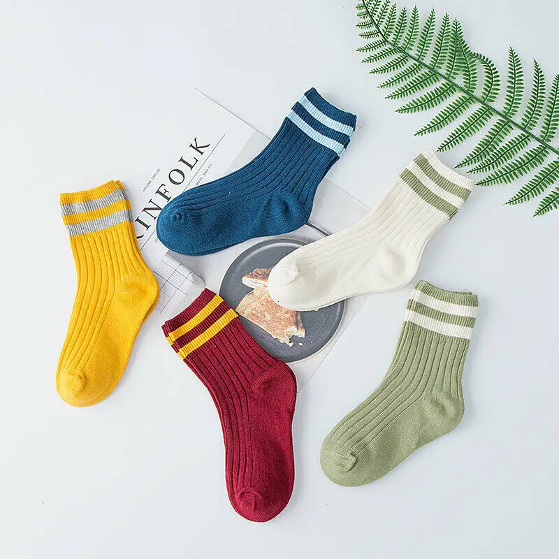 A 5 Pairs Бренд 5 пар детских зимних плотных хлопчатобумажных Хлопковые Носки с рисунком для мальчиков и девочек Одежда для новорожденных Дети мягкого полосатого 5 пар/компл. носки для девочек на возраст от 3 до 12 лет - Цвет: A 5 Pairs