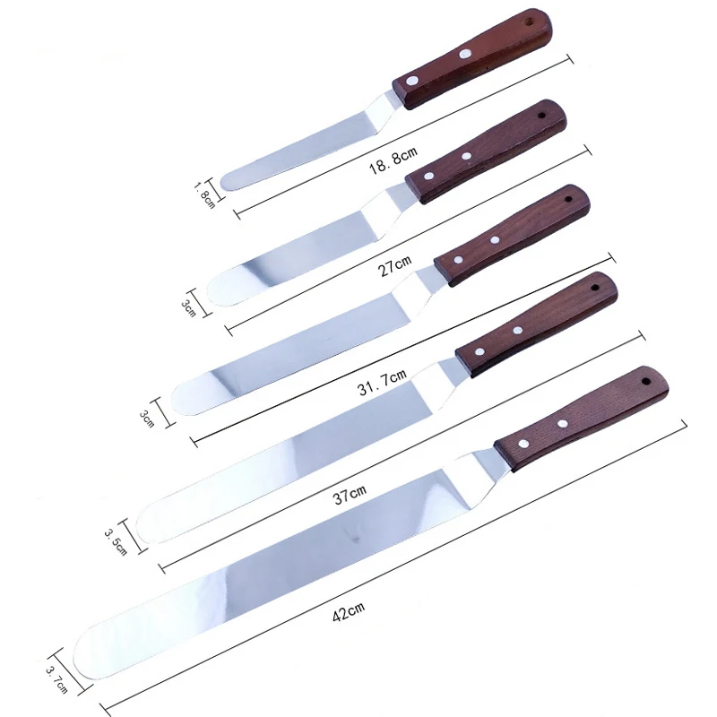 4/6/8/10/12 Inch Stainless Steel Cake Spatula Butter Cream Icing Frosting Knife Smoother Kitchen Pastry Cake Decoration Tools cream spatula,silicone spatula,cake knife,cake scraper,silicone scraper,cake spatula,kitchen spatula,cake decorating tools