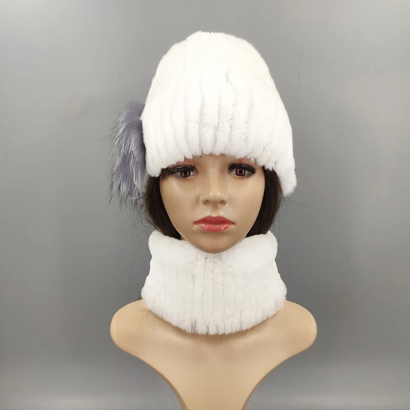 Зимние женские головные уборы Лисий помпон из меха кролика skullies beanies Теплые эластичные модные пушистые уличные Стильные Шапки из натурального меха