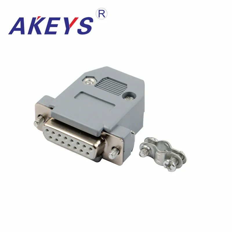 VGA Interface DB 15 Pin Double Row White Core Female VGA Adapter Interface Gray Plastic Shell