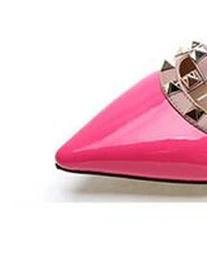 Rose patent Пикантные женские туфли на плоской подошве с заклепками и острым носком; женские кожаные туфли ярких цветов на плоской подошве - Цвет: Rose patent