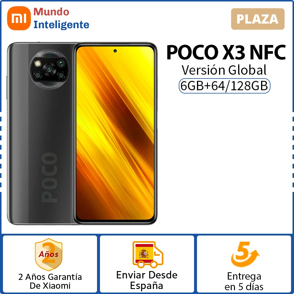 -20€ Código: XIAOMIES150 ,NFC POCO X3 teléfono móvil versión Global 6GB 64GB /128GB Snapdragon 732G 6,67 120Hz DotDisplay 64MP Quad Camera 5160mAh batería de la batería