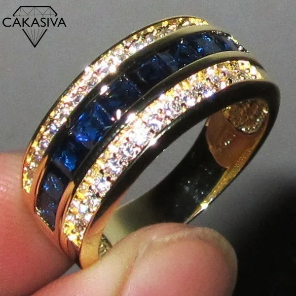 

Full Diamond Sapphire Square Diamond Ring Flash Diamond Men's and Women's Rings