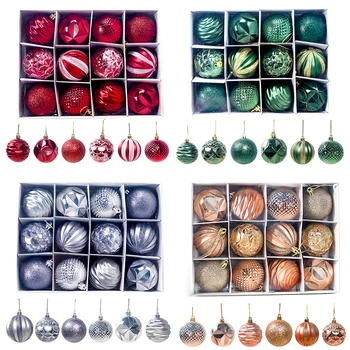 

12pcs Shatterproof Christmas Tree Hanging Balls Pendants Ornament Decoration for Xmas Home Office Shop Christmas Decors Supplies