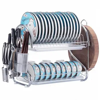 

Multi-use 2/3 layer Stainless Steel Cutlery Stand Shelf Cutlery Dish Rack Kitchen Dish Rack Drain Storage Rack Knife Holder