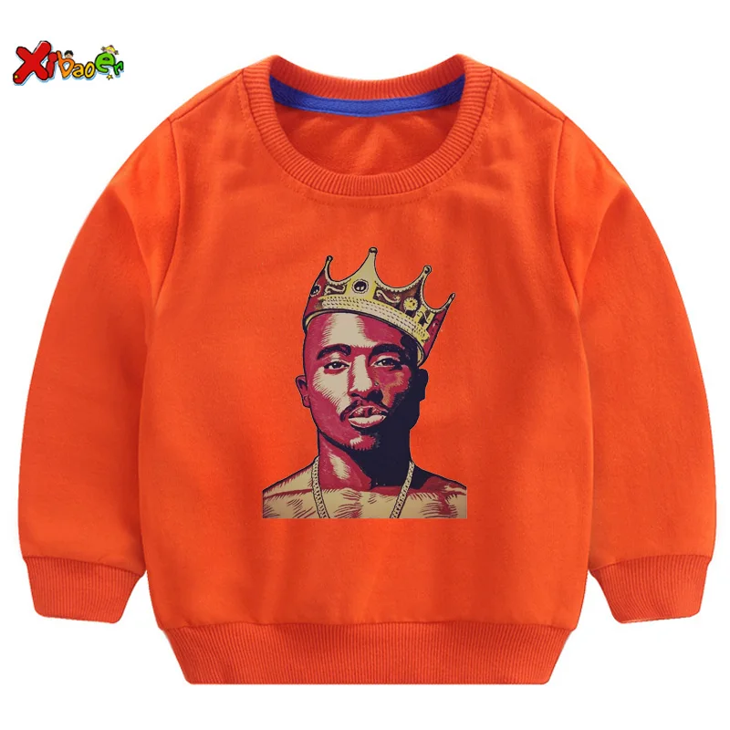 Детские толстовки в стиле хип-хоп; Футболка с принтом «Swag king»; худи для мальчиков; Крутая толстовка для маленьких девочек; толстовка для мальчиков; модная детская одежда - Цвет: sweatshirt orange